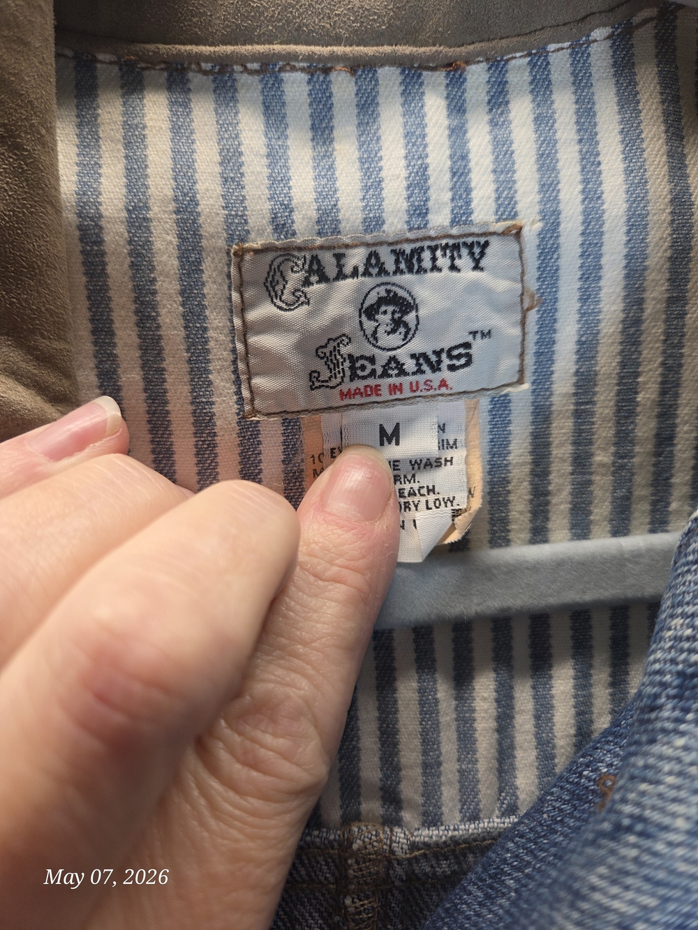 Denim Duster Jacket  with Suede Trim - Blue Size M  RARE * VINTAGE - Picture 3 of 9